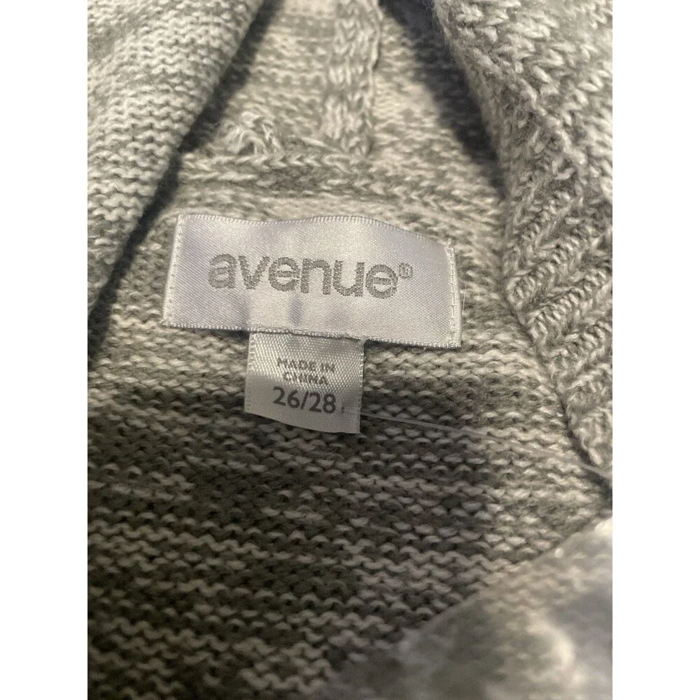 Avenue Plus Size Sweater 26/28 Gray White Marled Knit Hoodie Cozy Casual NWT‎